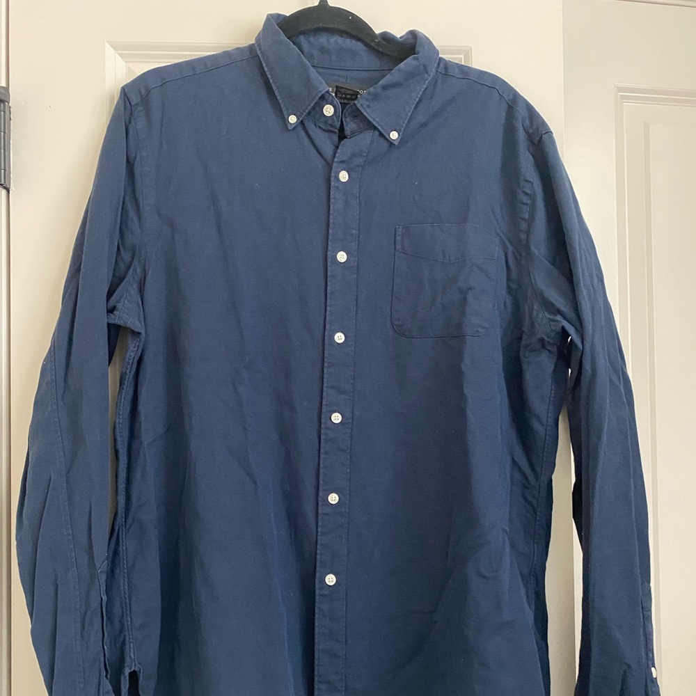 Mens Navy Button Down
